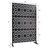 Tidoin 6.3 ft. x 4 ft. Black Steel Freestanding Flat Flat Top Decorative Privacy Screen Metal Fence Panel