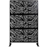 Tidoin 6.3 ft. x 4 ft. Black Steel Freestanding Flat Flat Top Decorative Privacy Screen Metal Fence Panel