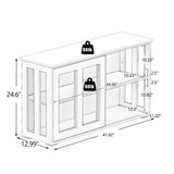 Tileon Black Kitchen Storage Cabinet Stand Cupboard With Glass Door (41.93 in. x 13.99 in. x 24.61 in.)