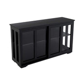 Tileon Black Kitchen Storage Cabinet Stand Cupboard With Glass Door (41.93 in. x 13.99 in. x 24.61 in.)