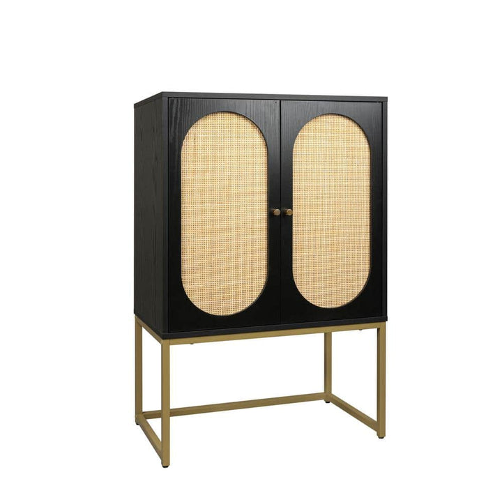 Tileon 26.8-in. W x 15.8-in. D x 41.2-in. H in Black Wood Freestanding Kitchen Cabinet with Adjustable Shelf