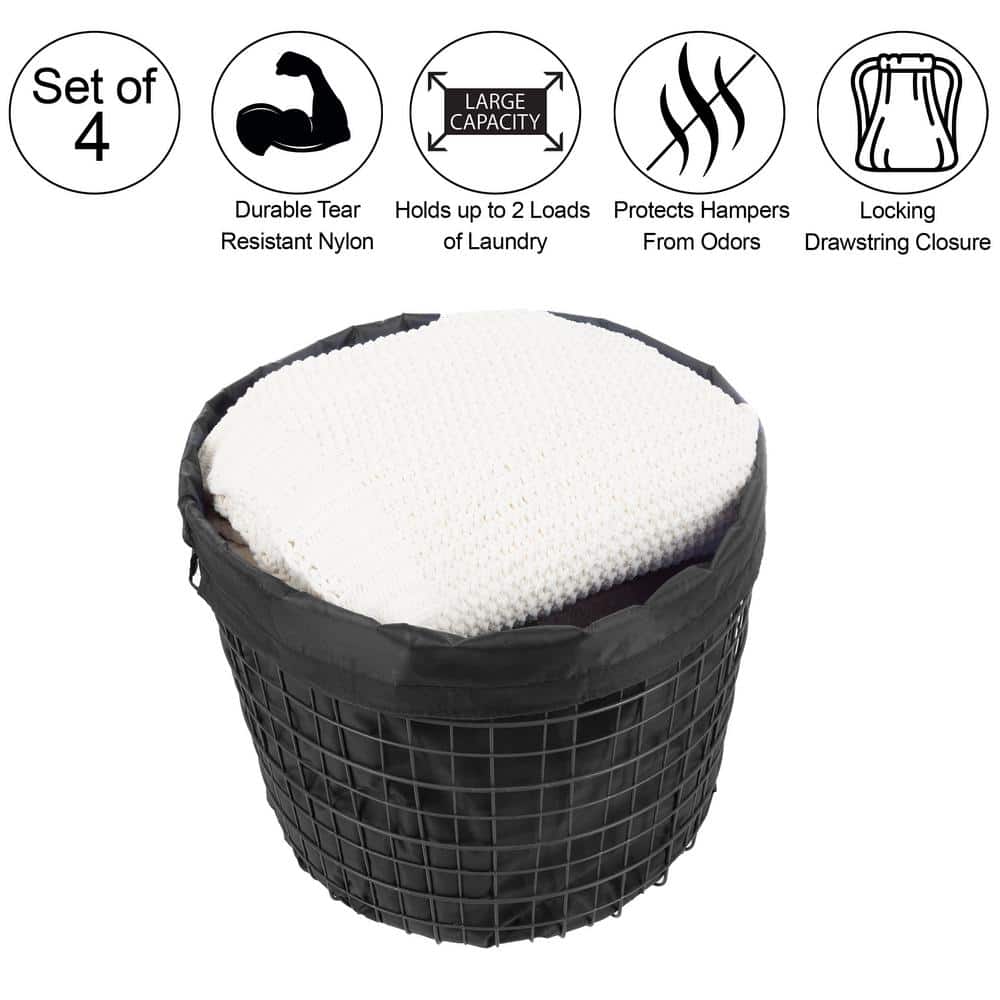 Trademark Home Large Heavy-Duty Black Nylon Drawstring Laundry Bag 2-Pack