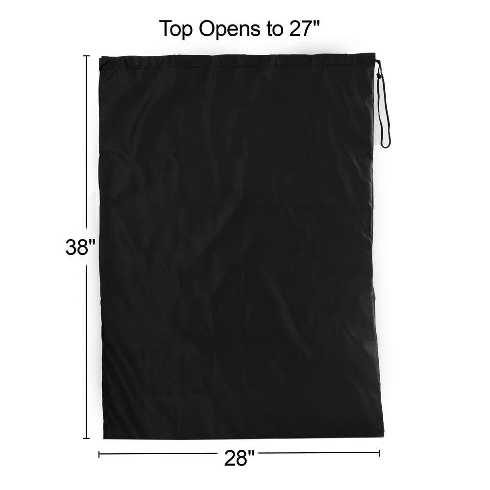 Trademark Home Large Heavy-Duty Black Nylon Drawstring Laundry Bag 2-Pack