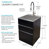 Transolid All-in-One Metal Laundry Sink and Cabinet - Black, 44.8 x 22 x 35 in.