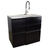 Transolid All-in-One Metal Laundry Sink and Cabinet - Black, 44.8 x 22 x 35 in.