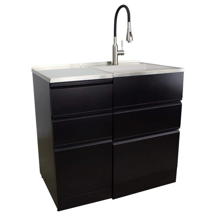 Transolid All-in-One Metal Laundry Sink and Cabinet - Black, 44.8 x 22 x 35 in.