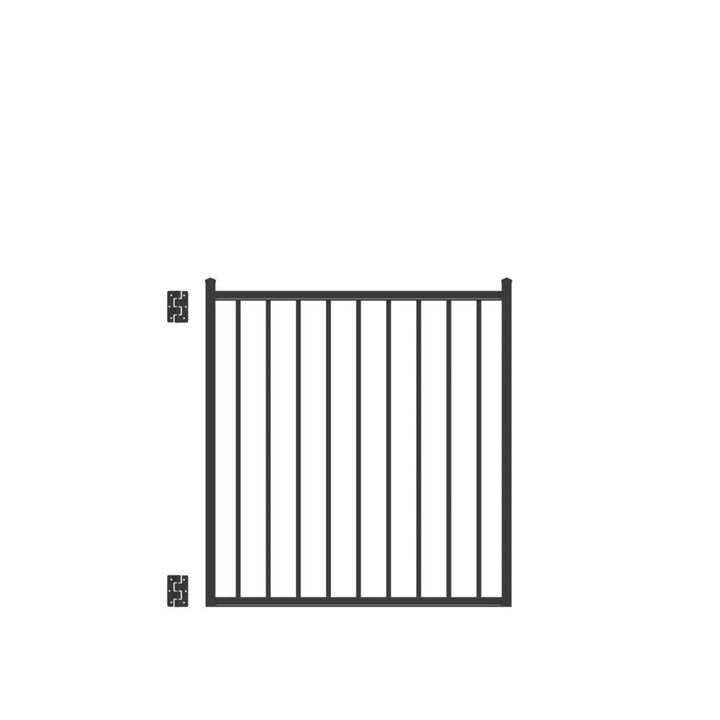 TuffBilt Dillon 2 Rail Flat Top 4 ft. x 4 ft. Black Aluminum Straight Pre-Assembled Fence Gate