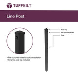 TuffBilt Dillon 2 in. x 2 in. x 70 in. Black Aluminum Fence Line Post