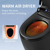 UPIKER 12-in-1 Elongated Bidet Toilet in Black with Heated Seat and Auto Flush