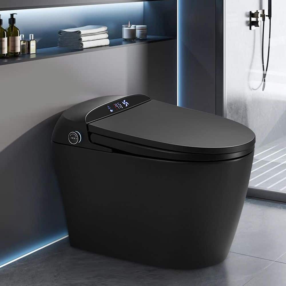 UPIKER 12-in-1 Elongated Bidet Toilet in Black with Heated Seat and Auto Flush