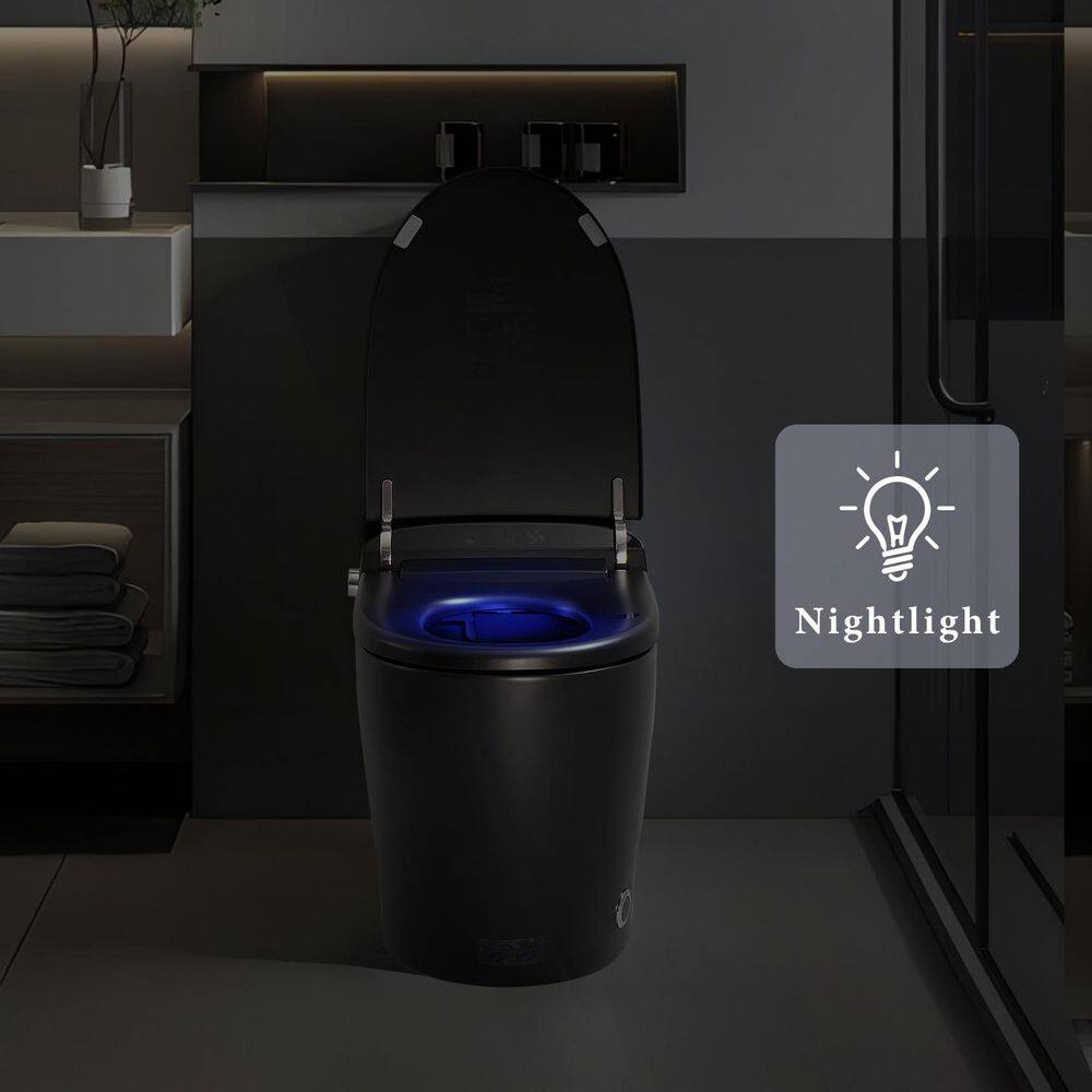 UPIKER 12-in-1 Elongated Bidet Toilet in Black with Heated Seat and Auto Flush