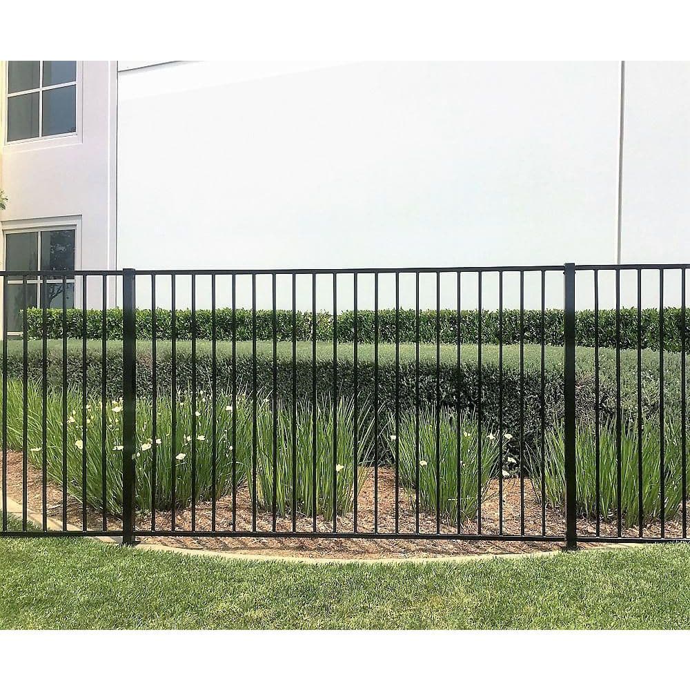 US Door and Fence Pro Series 32 in. H x 8 ft. W Spaced Bar Flat Metal Fence Panel