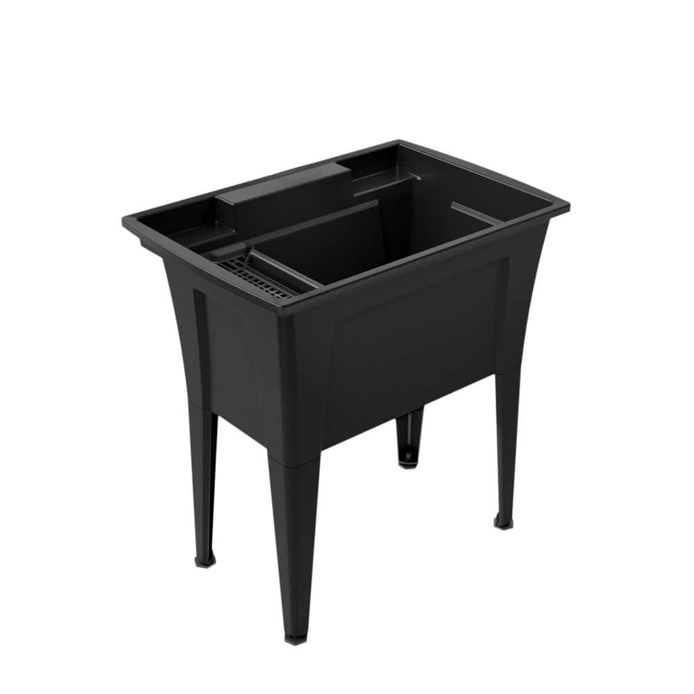RUGGED TUB 32 in. x 22 in. Polypropylene Freestanding Laundry/Utility Sink in Black