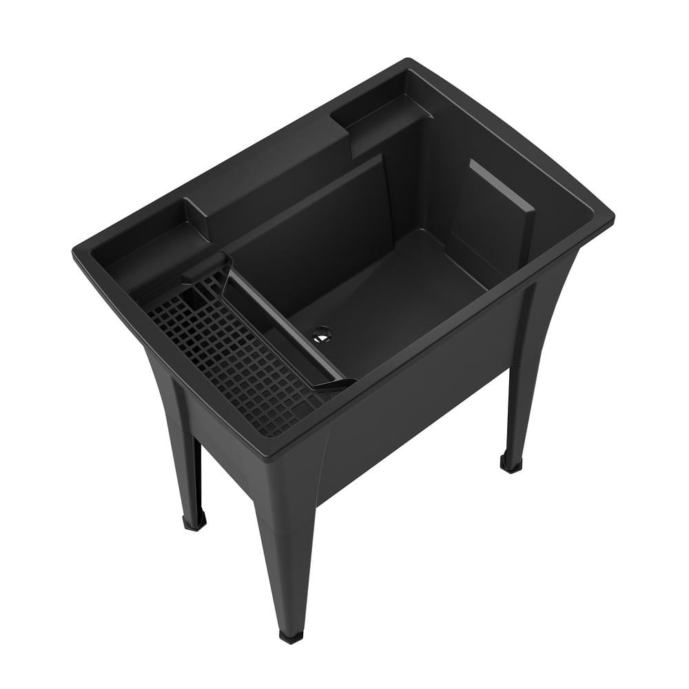 RUGGED TUB 32 in. x 22 in. Black Freestanding Utility Laundry Sink