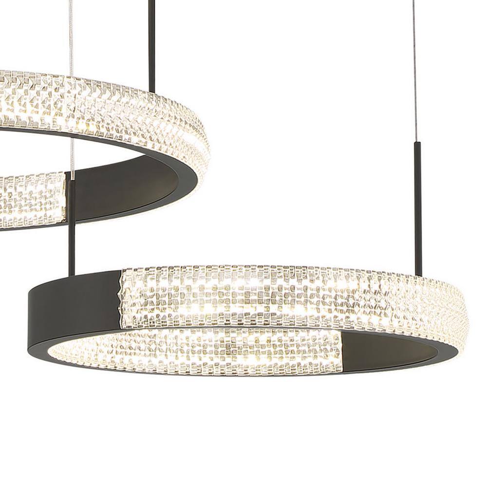 Vanity Art 3-Light Statement Tiered Integrated LED Black Chandelier