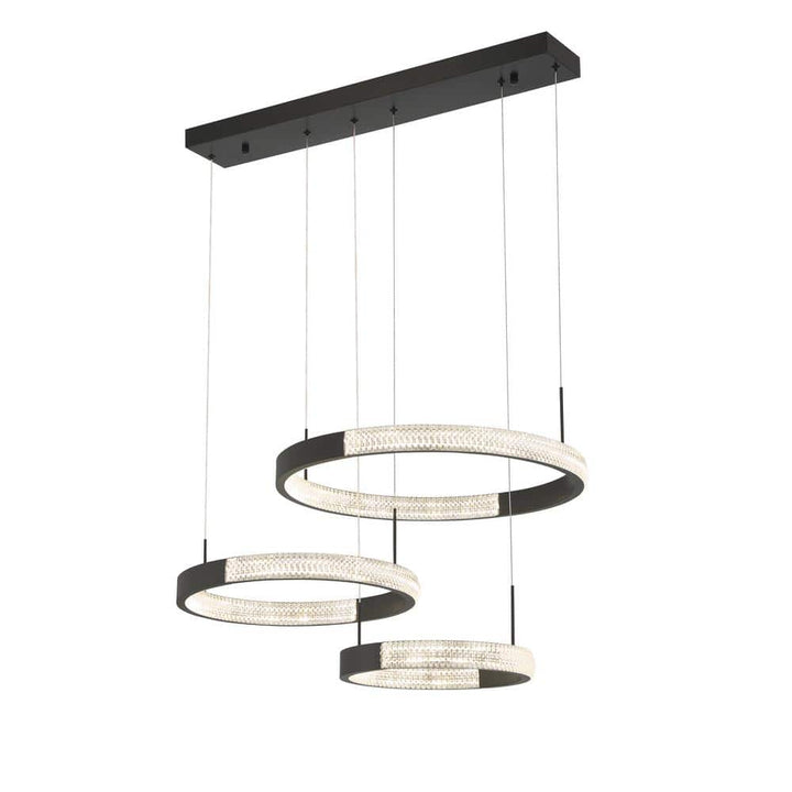 Vanity Art 3-Light Statement Tiered Integrated LED Black Chandelier
