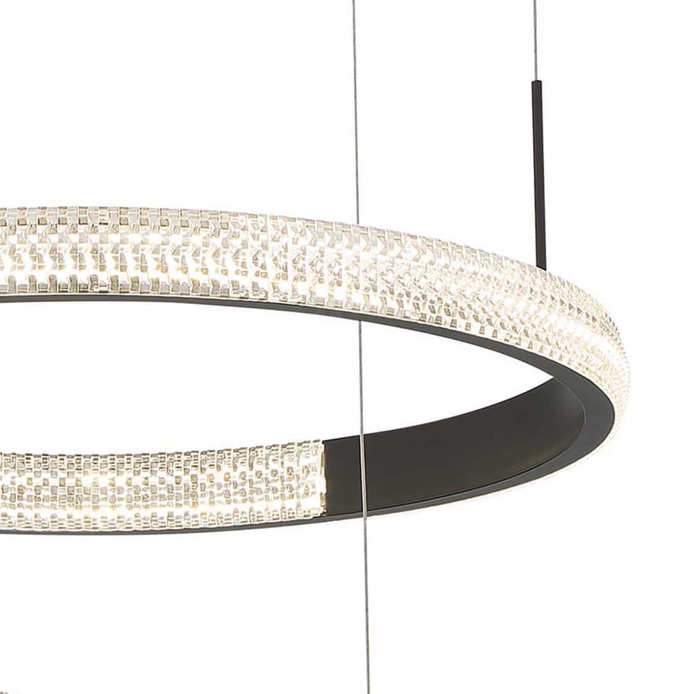 Vanity Art 3-Light Statement Tiered Integrated LED Black Chandelier