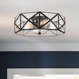 Vanity Art 16.93 in. 4-Light Black Unique/Statement Geometric Flush Mount