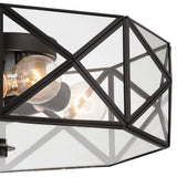 Vanity Art 16.93 in. 4-Light Black Unique/Statement Geometric Flush Mount