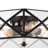 Vanity Art 16.93 in. 4-Light Black Unique/Statement Geometric Flush Mount