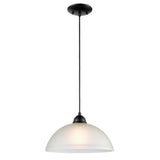 Vanity Art 1-Light Pendant in Black with Etched Glass