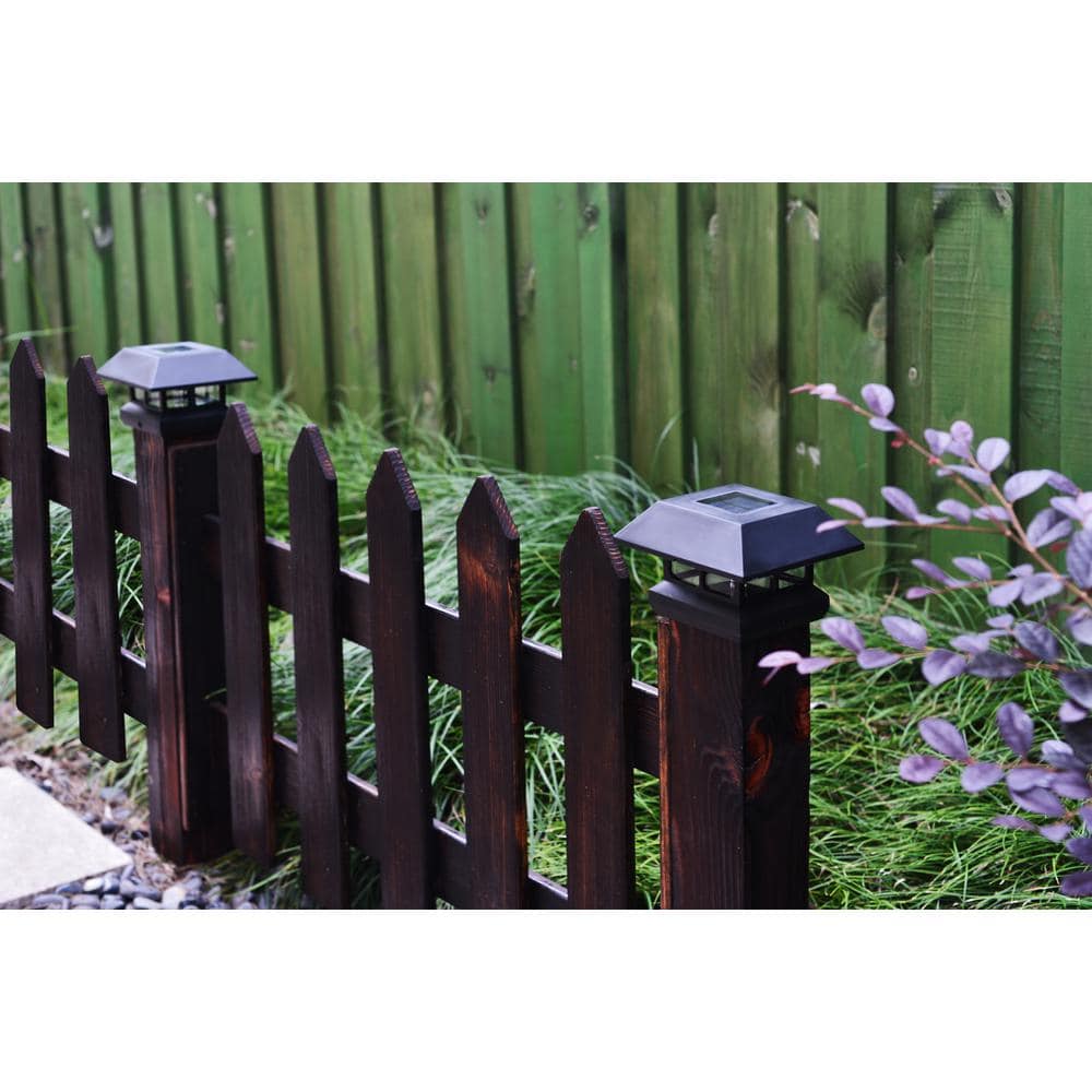 Veranda 4 in. x 4 in. (3.5 x 3.5 Post Size) 7 Lumens Black Plastic Solar Post Cap