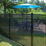 Veranda Freeport Standard-Duty 4.5 ft. x 6 ft. Black Aluminum Framed Pre-Assembled Double Picket Fence Panel