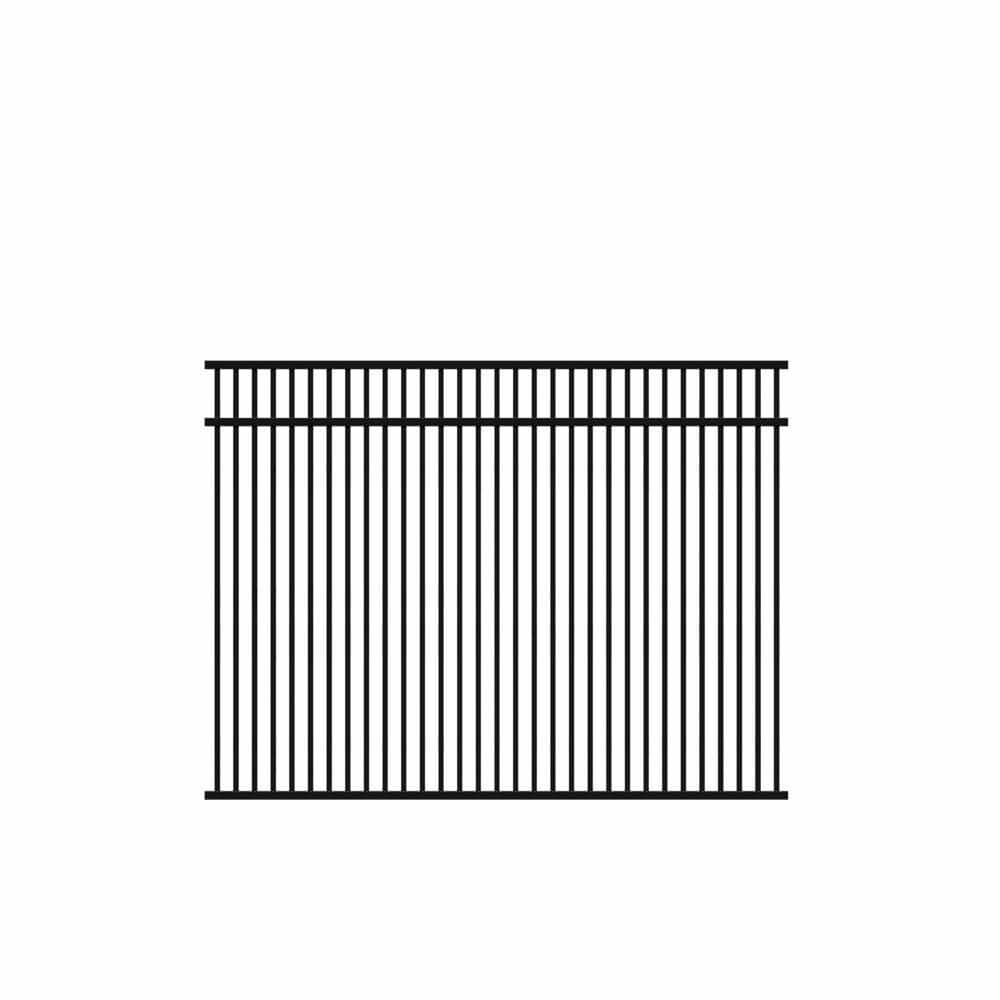 Veranda Freeport Standard-Duty 4.5 ft. x 6 ft. Black Aluminum Framed Pre-Assembled Double Picket Fence Panel