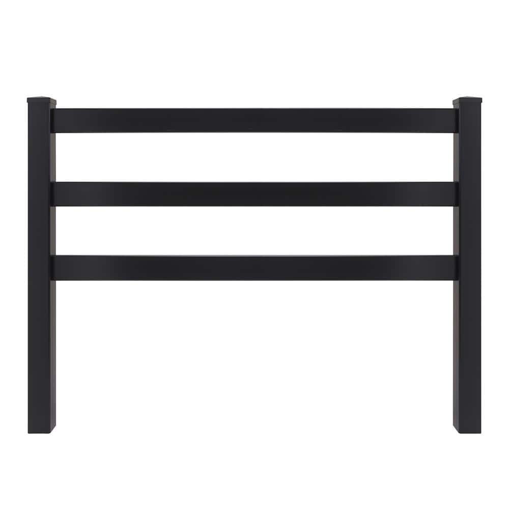 Veranda Black Vinyl 3-Rail Ranch Corner Post - 5 in. x 5 in. x 7 ft.