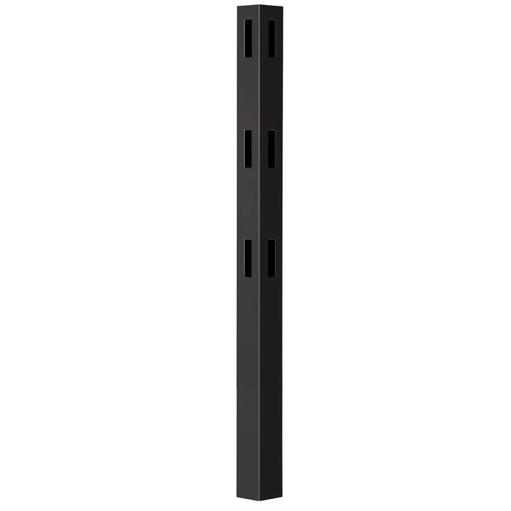 Veranda Black Vinyl 3-Rail Ranch Corner Post - 5 in. x 5 in. x 7 ft.