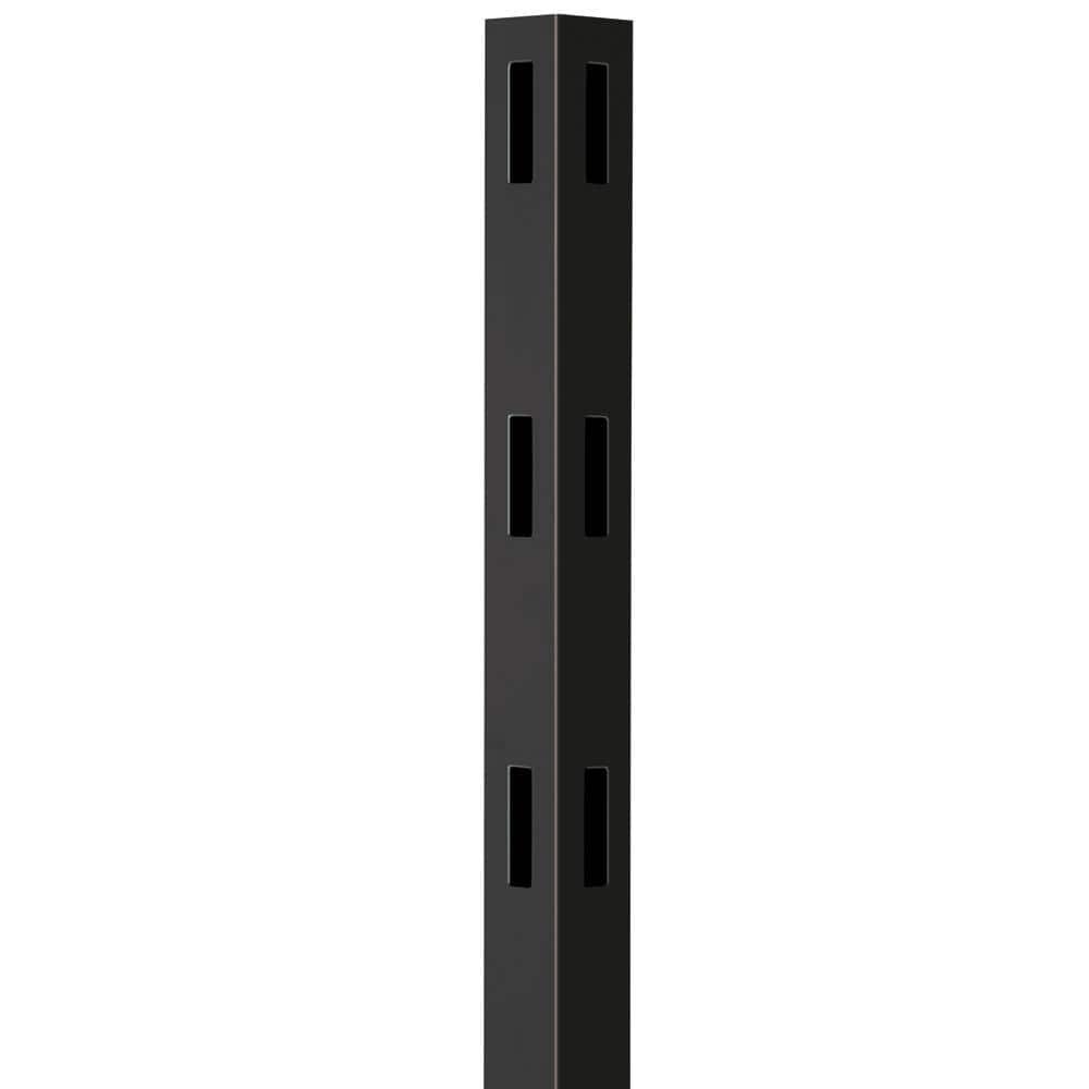 Veranda Black Vinyl 3-Rail Ranch Corner Post - 5 in. x 5 in. x 7 ft.