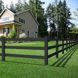 Veranda Black Vinyl 3-Rail Ranch Corner Post - 5 in. x 5 in. x 7 ft.