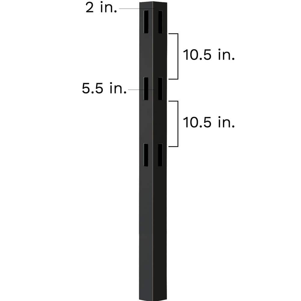 Veranda Black Vinyl 3-Rail Ranch Corner Post - 5 in. x 5 in. x 7 ft.