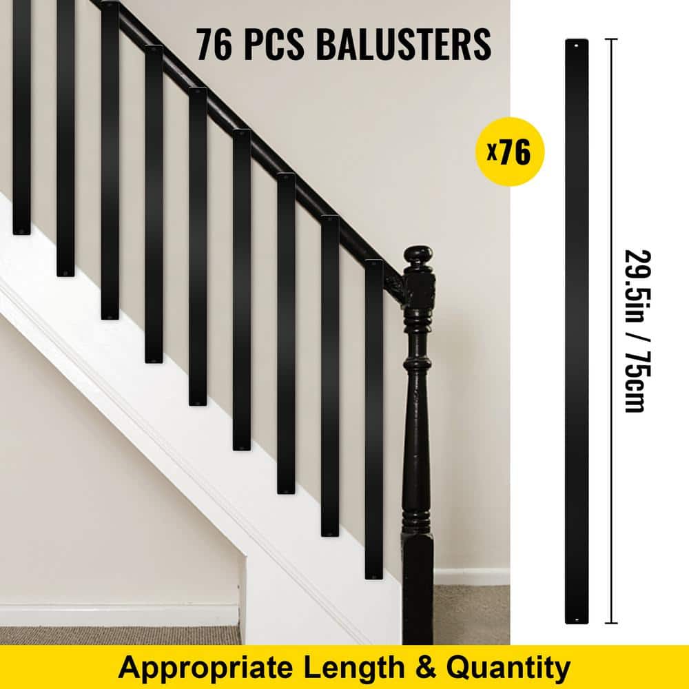 VEVOR 29.5 in. x 1 in. Deck Balusters Staircase Baluster Aluminum Alloy Deck Rail Metal Spindles for Outdoor (76-Pack)