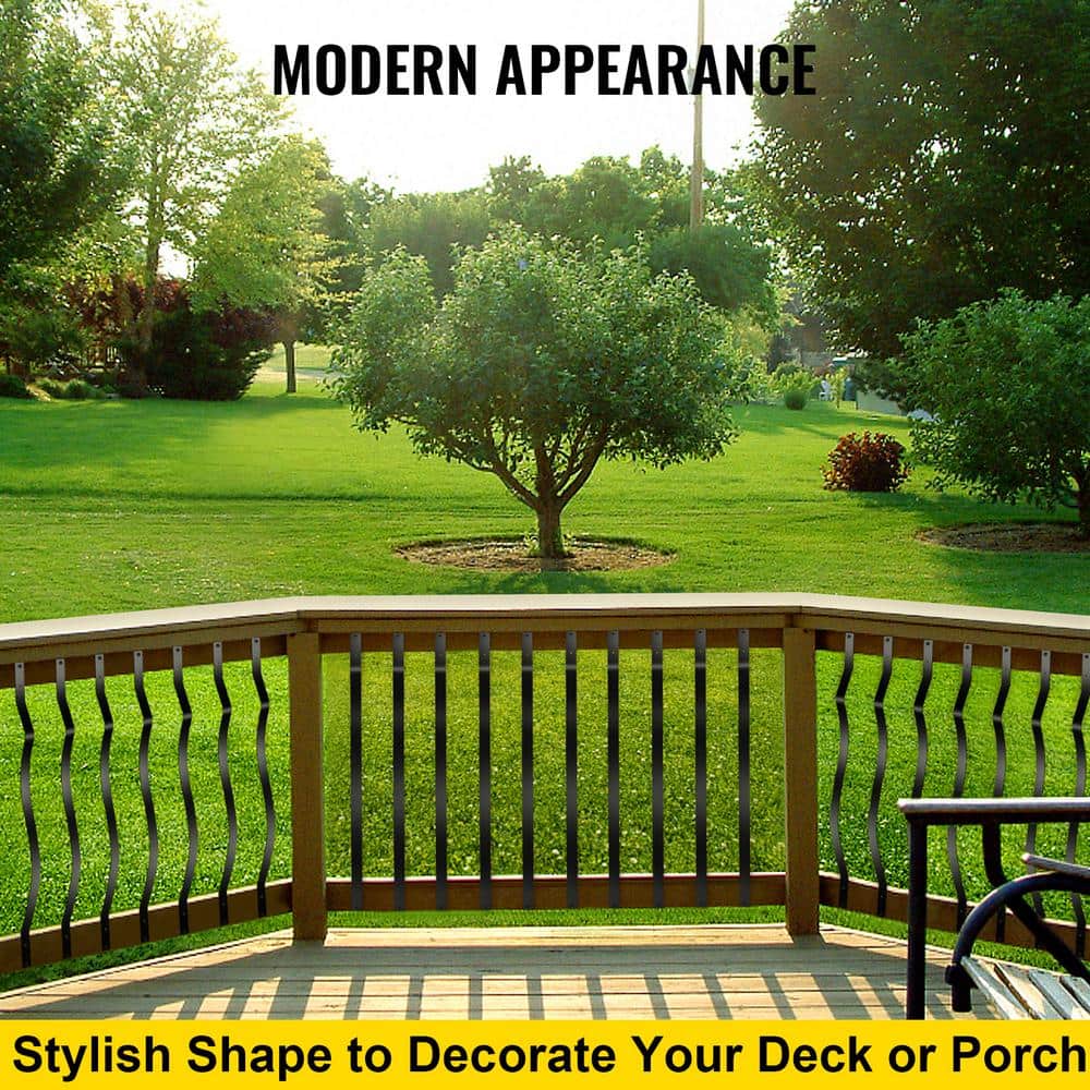 VEVOR 32.25 in. x 1 in. Deck Balusters Staircase Baluster Aluminum Alloy Staircase Baluster Wave Arc Baluster (61-Pack)