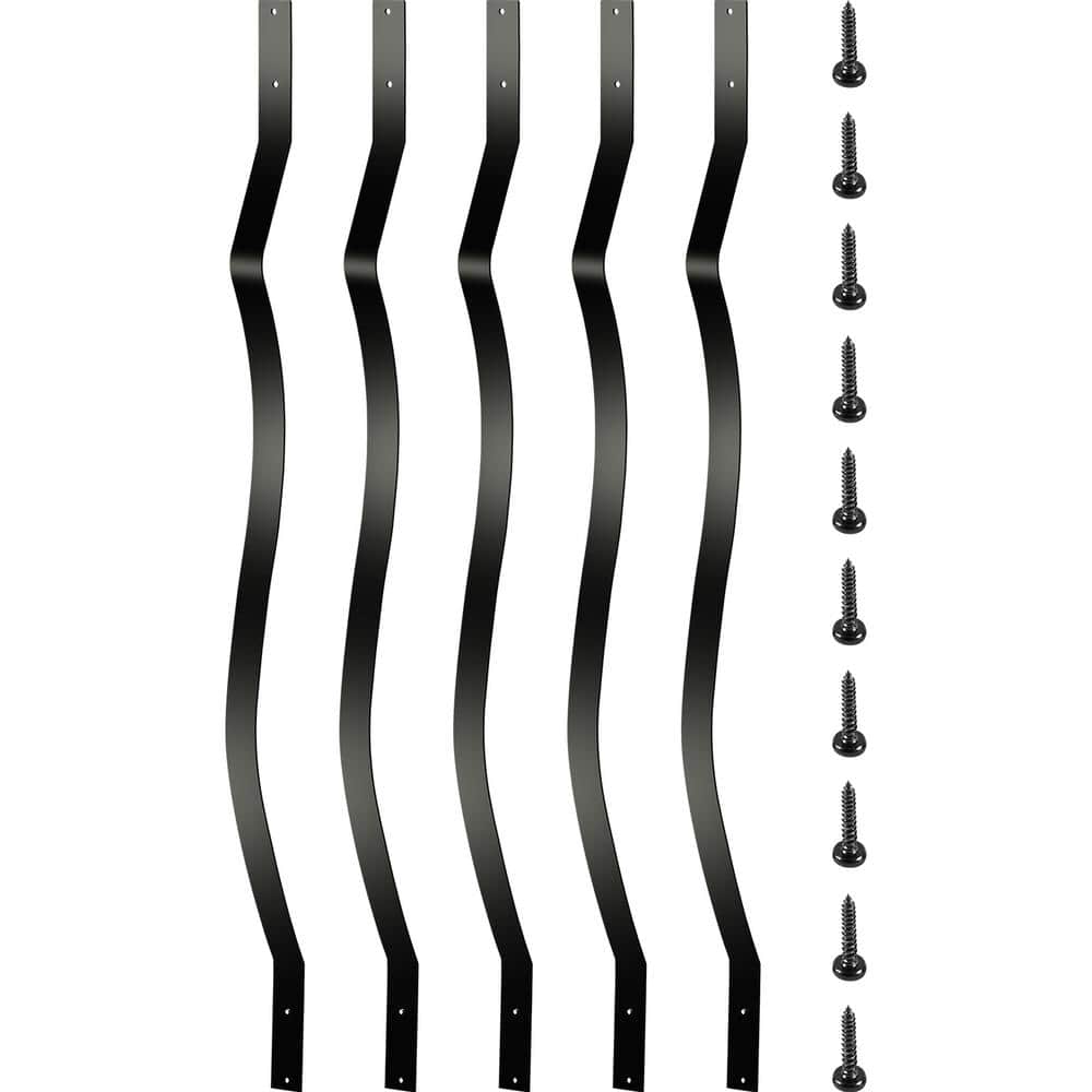 VEVOR 32.25 in. x 1 in. Deck Balusters Staircase Baluster Aluminum Alloy Staircase Baluster Wave Arc Baluster (61-Pack)