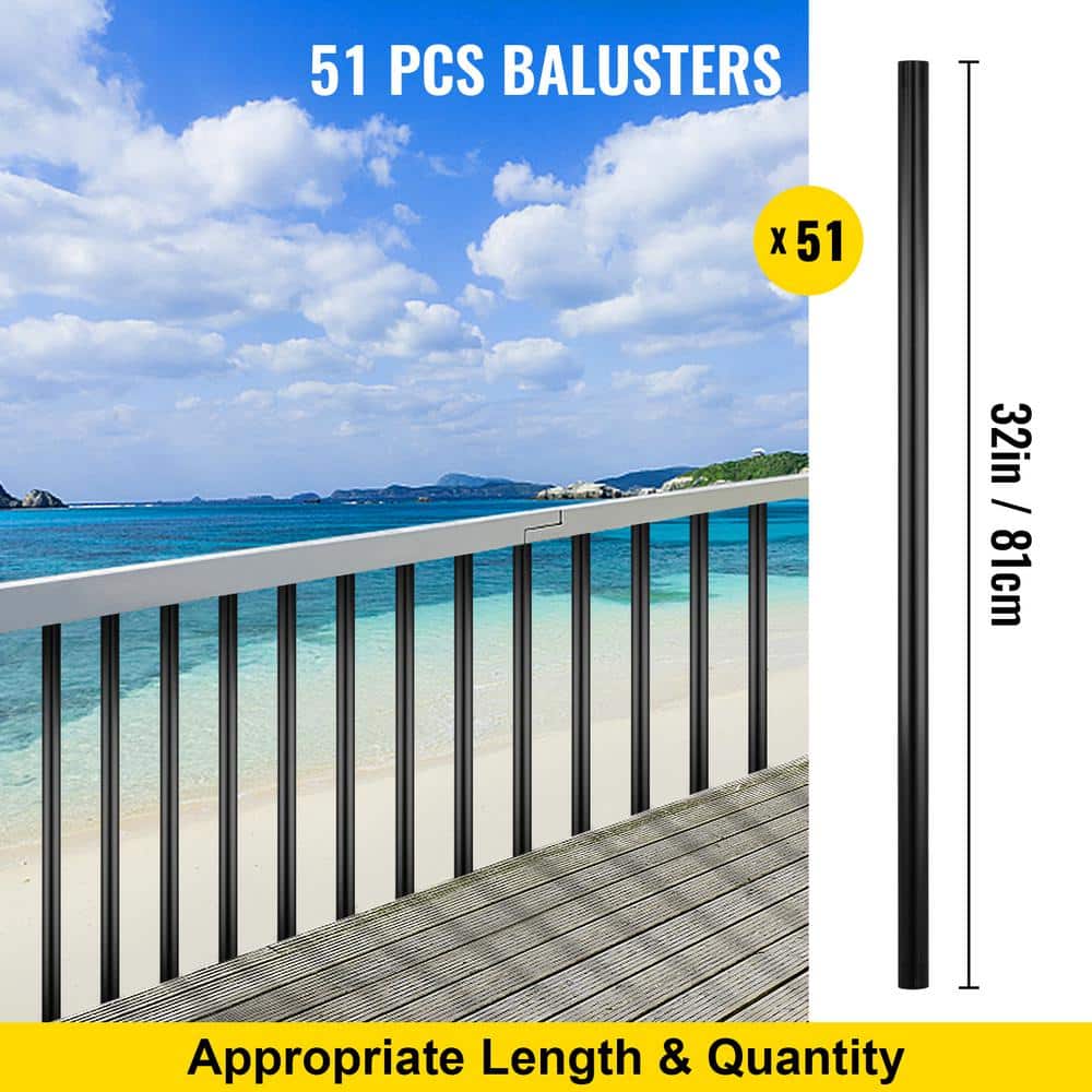 VEVOR 32 in. x 0.8 in. Deck Balusters Staircase Baluster Aluminum Alloy Deck Railing Square Baluster for Outdoor (101-Pack)