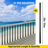 VEVOR 32 in. x 0.8 in. Deck Balusters Staircase Baluster Aluminum Alloy Deck Railing Square Baluster for Outdoor (101-Pack)