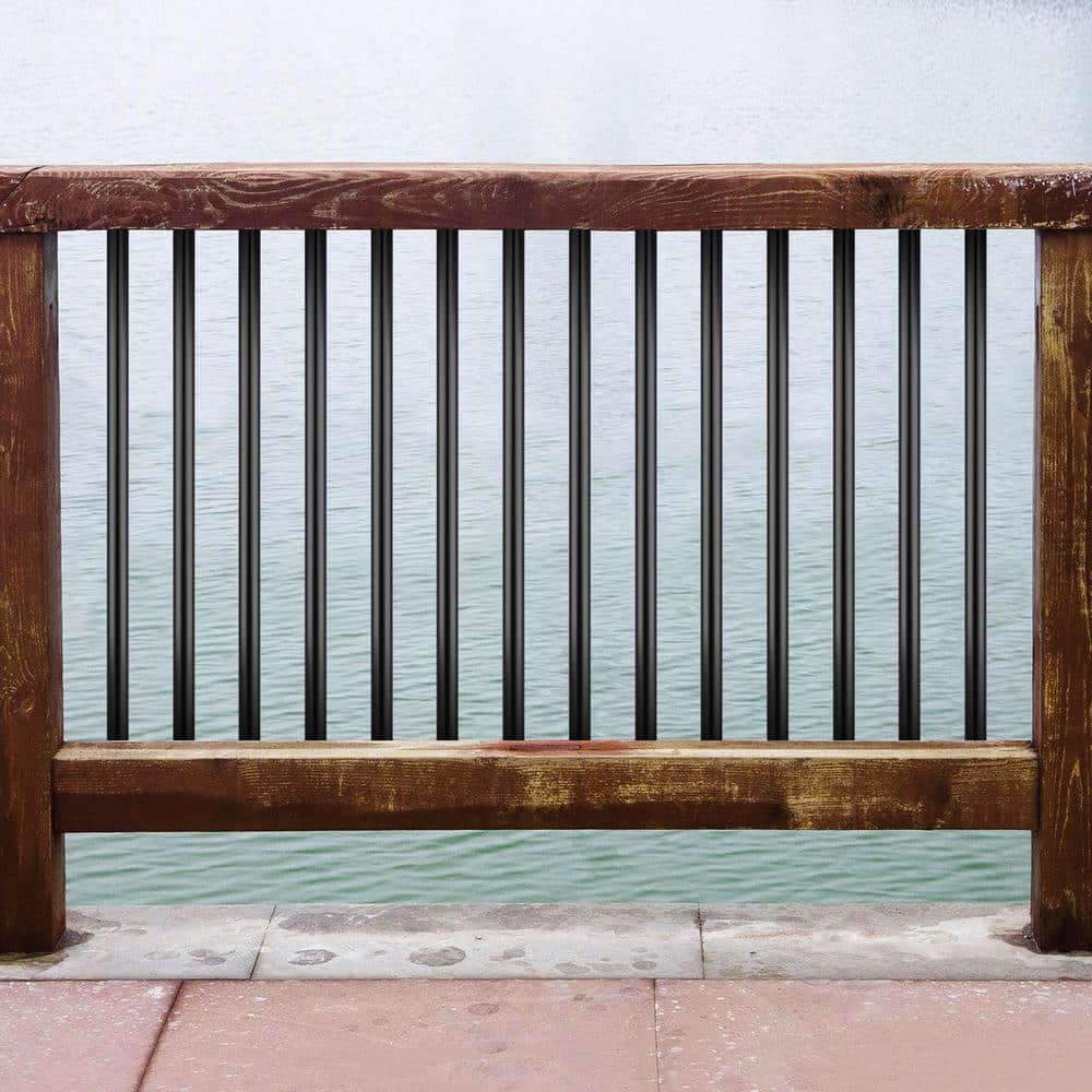 VEVOR 44 in. x 0.5 in. Deck Balusters Staircase Baluster Black Iron Deck Railing Square Baluster for Outdoor (16-Pack)