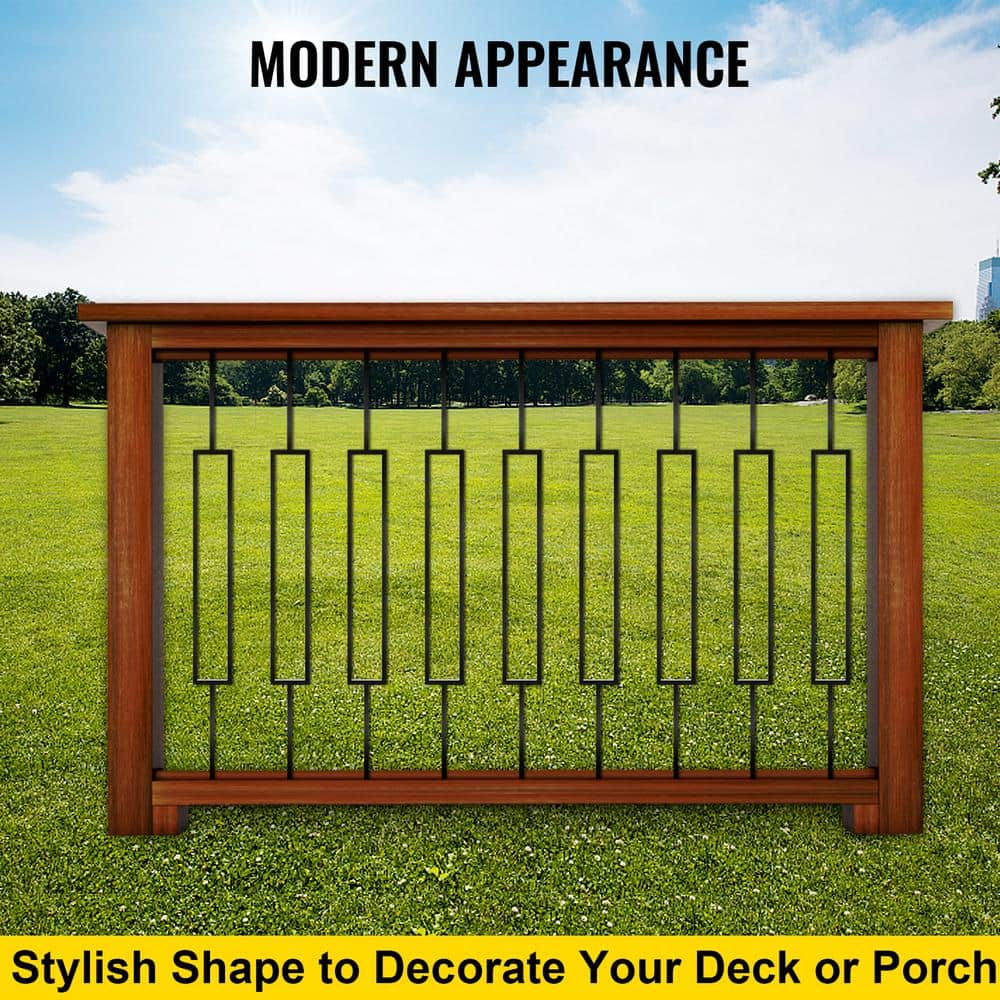 VEVOR 44 in. x 0.5 in. Deck Balusters Metal Deck Spindles Iron Staircase Baluster Black Baluster for Outdoor (10-Pack)