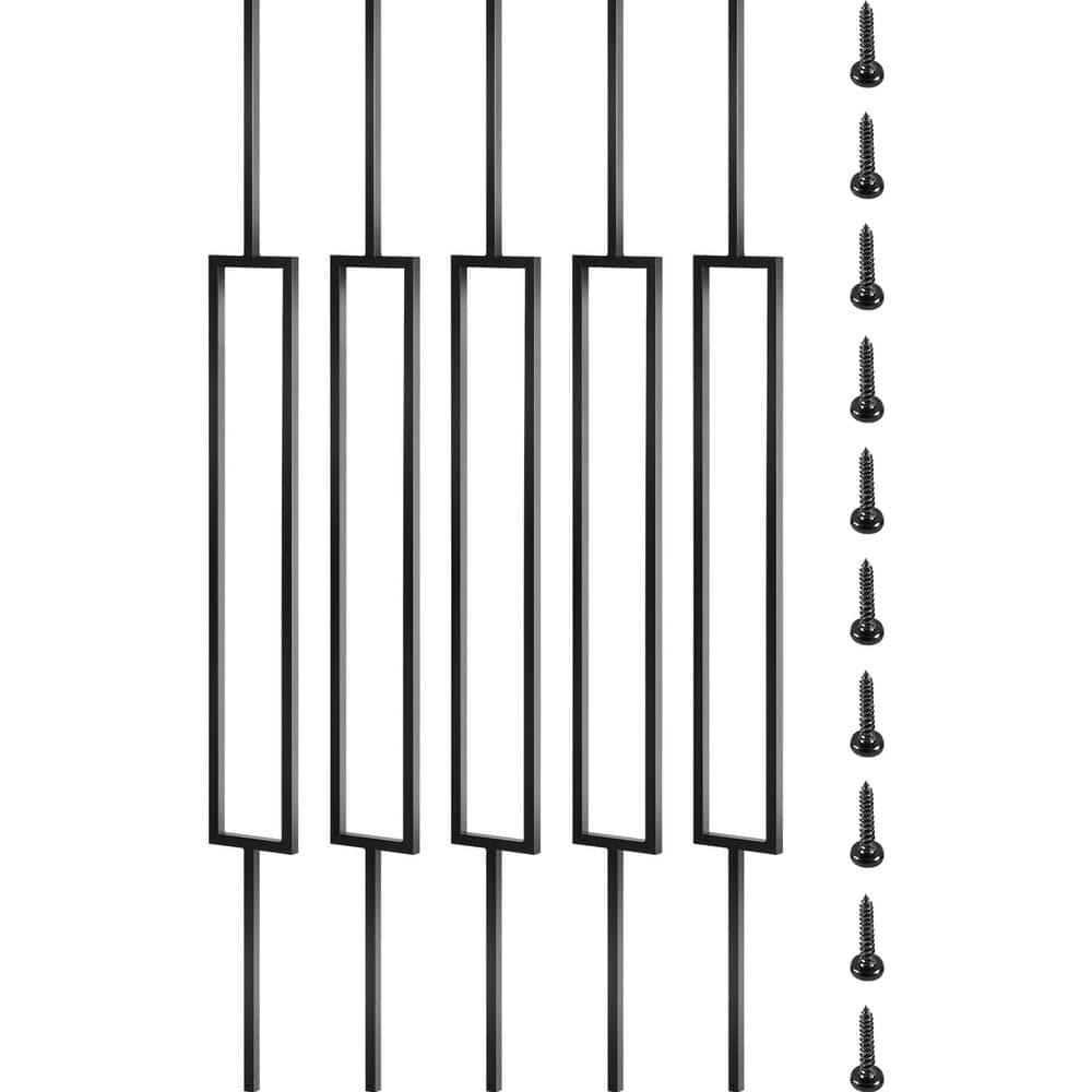 VEVOR 44 in. x 0.5 in. Deck Balusters Metal Deck Spindles Iron Staircase Baluster Black Baluster for Outdoor (10-Pack)