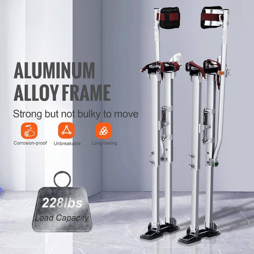 VEVOR Drywall Stilts 36 in. - 50 in. Adjustable Aluminum Tool Stilts Durable and Non-slip Work Stilts