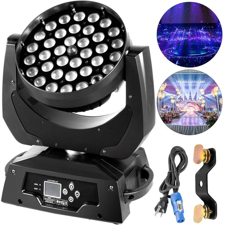 VEVOR 10-Watt Stage Light 36 PC RGBW LED Bulbs 4 in 1 Spot Light DMX512 7 Colors Beam Low Bay High Bay for Dj Disco Club Party