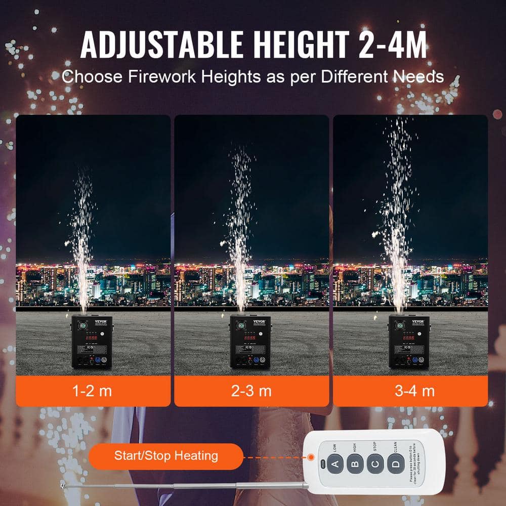 VEVOR Cold Spark Firework Machine x2 500 W 6.6-13 ft. Stage DJ Wedding Event Party