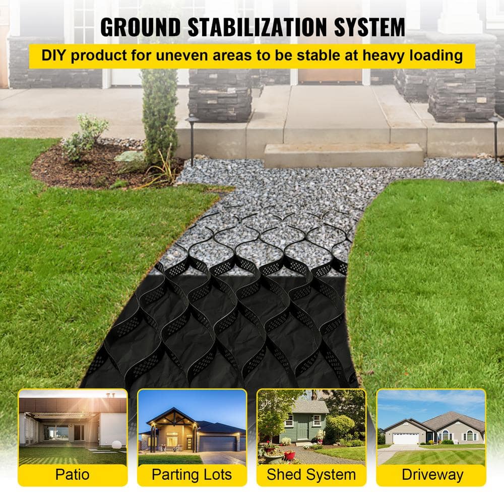 VEVOR Geocell Ground Grid 25 ft. x 9.5 ft. x 3 in. Geo Grid Driveway 108 sq. ft. Ground Grid Paver for Landscaping