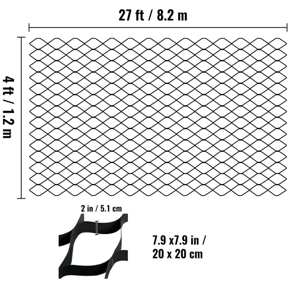 VEVOR Ground Grid 1885 lb. per sq. ft. Load Weed Barrier 2 in. Depth Patio Pavers 27 x 4 ft. Ground Stabilization Grid for DIY