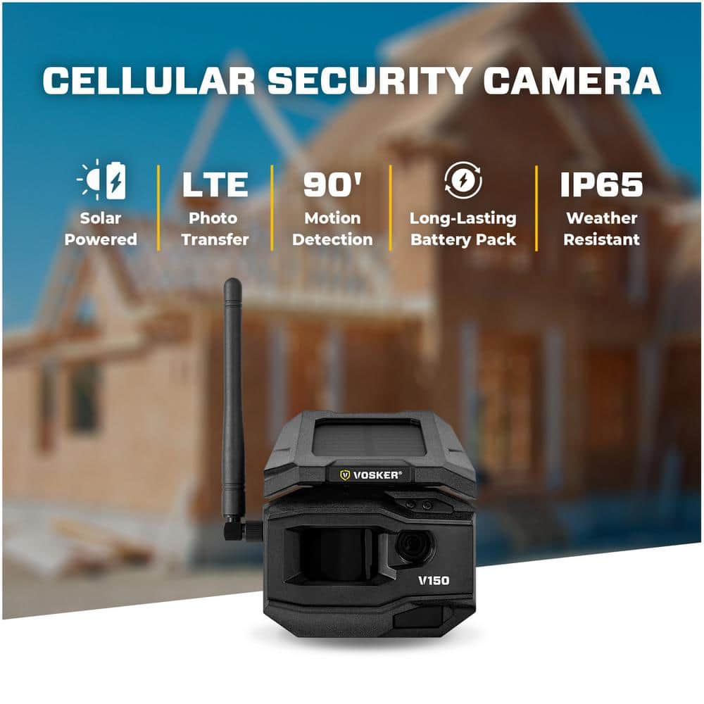 VOSKER Solar Powered Wireless 4G LTE Cellular Outdoor Bullet Security Camera with Rechargeable Battery