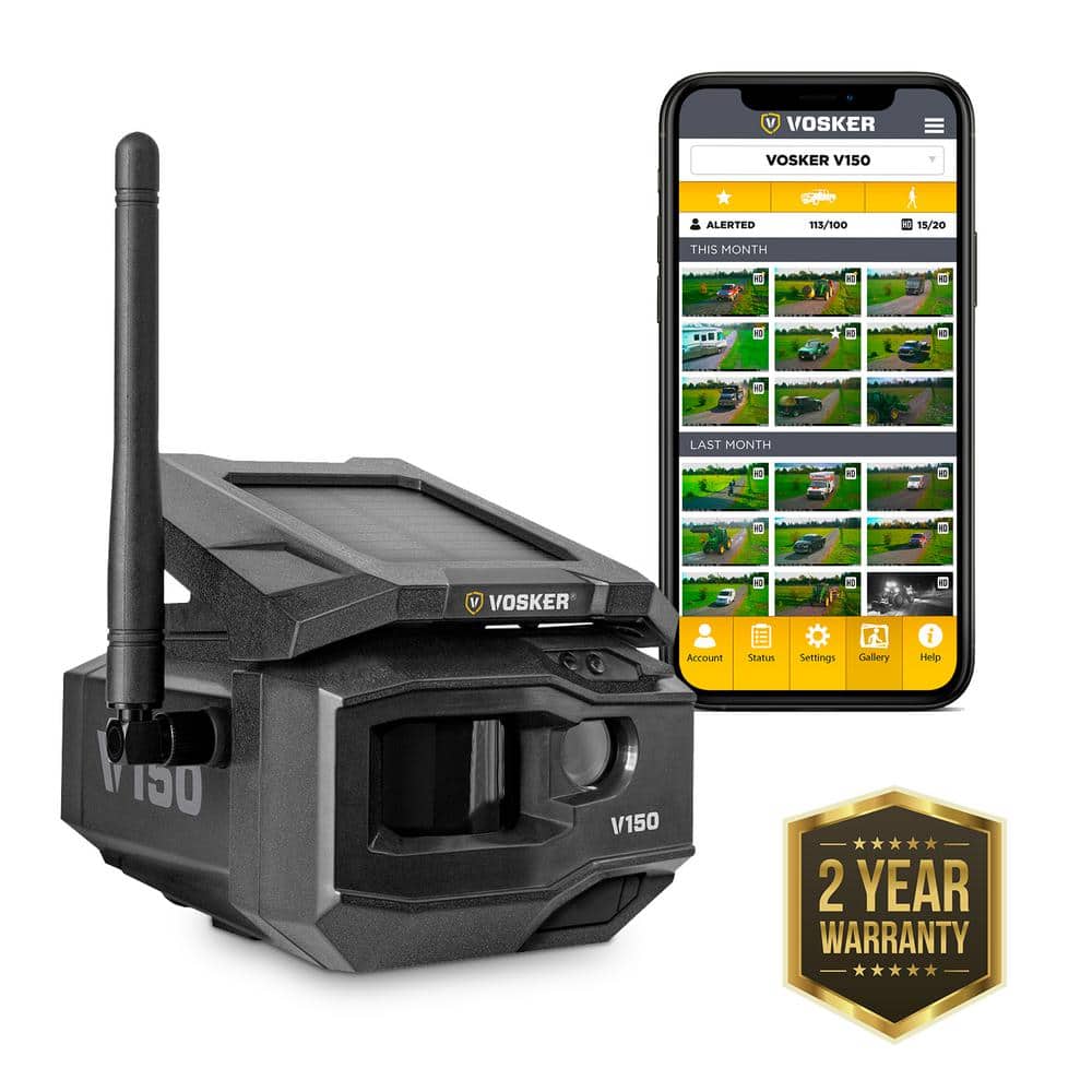 VOSKER Solar Powered Wireless 4G LTE Cellular Outdoor Bullet Security Camera with Rechargeable Battery