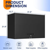 Black 31.5 in. W x 21.6 in. H x 15.7 in. D Steel Garage Wall Cabinet with 2 Shelves Tool Cabinet for Basement Warehouse