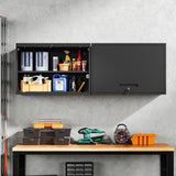 Black 31.5 in. W x 21.6 in. H x 15.7 in. D Steel Garage Wall Cabinet with 2 Shelves Tool Cabinet for Basement Warehouse